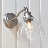 1 Light Wall Lamp in Brushed Silver with Clear Glass Shade (0711HAN91739)