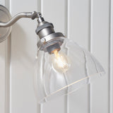 1 Light Wall Lamp in Brushed Silver with Clear Glass Shade (0711HAN91739)