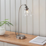 1 Light Task Table Lamp in Brushed Silver with Clear Glass Shades (0711HAN91740)