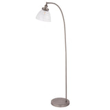 1 Light Task Floor Lamp in Brushed Silver with Clear Glass Shades (0711HAN91741)