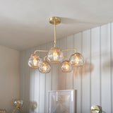Modern Classic Styling 5 Light Pendant in Satin Brushed Gold with Champagne Glass (0711DIM91969)