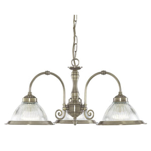 3 Light Ceiling Pendant - Antique Brass & Glass (0483AME93433)