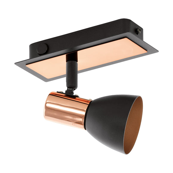 1 Light switched Spotlight in Black with Copper Finish (0794BAR94584)