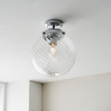 Clear Spiral Design Glass Shade Flush Fitting - Suitable for Bathroom use IP44 (0711MIL96488)