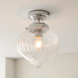 Clear Ribbed Glass Shade Flush Fitting - Suitable for Bathroom use IP44 (0711CHE96489)