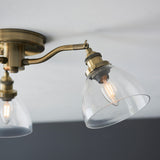 3 Light Semi Flush Fitting in Antique Brass Finish and Clear Glass Shades (0711HAN97247)