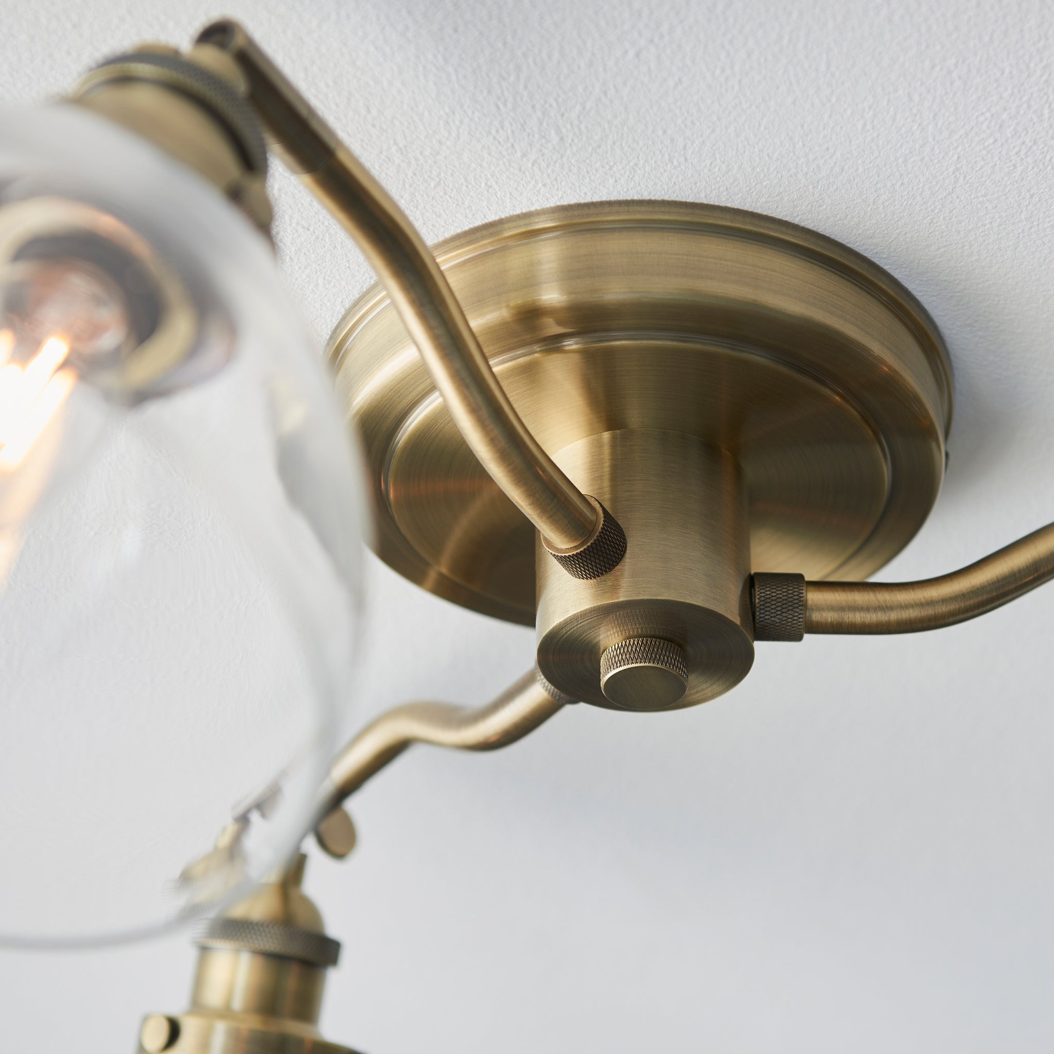 3 Light Semi Flush Fitting in Antique Brass Finish and Clear Glass Shades (0711HAN97247)