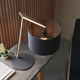 Angular table light in matt brass with black shade (0711STY92625)