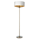Sophisticated 3 light Statement Floor Lamp - Antique Brass with Vintage white shade (0711HIG98935)