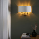Sophisticated Twin Wall Light in Metallic Gold with White Fabric Gold Lined Shade (0711HIG98937)