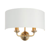 Sophisticated Twin Wall Light in Metallic Gold with White Fabric Gold Lined Shade (0711HIG98937)
