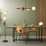 Gold & bronze dish table light with pebble shaped glass (0711DIS92038)