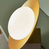 Gold & bronze dish table light with pebble shaped glass (0711DIS92038)