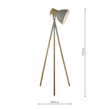 Floor Lamp - Matt Grey Shade with Natural Wood Detail (0183ADN4939)