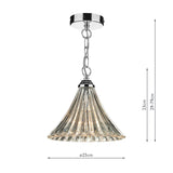 1 Light Fluted Glass Pendant Polished Chrome Clear Glass (0183ARD0150)