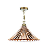 1 Light Large Pendant Amber Glass & Antique Brass (0183ARD866)