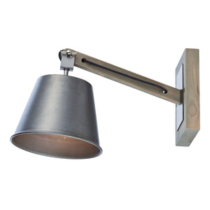 Wall Bracket - Wooden Backplate and Frame with Metal Grey Shade (0183ARK0748)