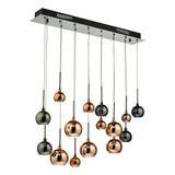 15 Light Bar Pendant Black Chrome & Copper/Bronze Glass (0183AUR6264)