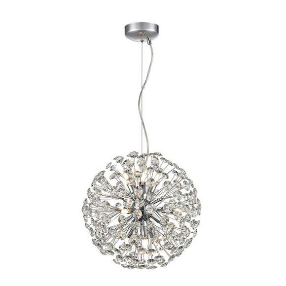 9 Light Ceiling Pendant (Medium) in Chrome with Multifaceted Crystals (0194ALL24469)