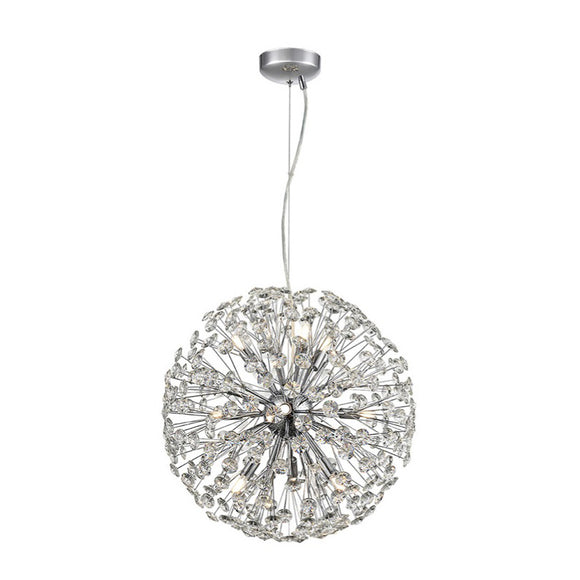 9 Light Ceiling Pendant (Large) in Chrome with Multifaceted Crystals (0194ALL24479)