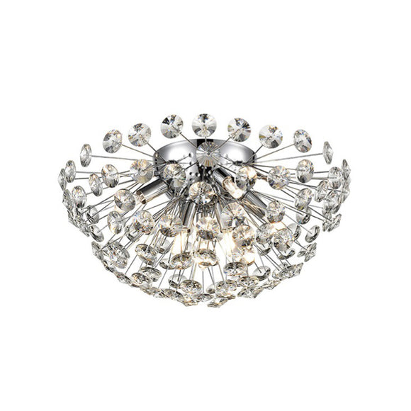 9 Light Flush Fitting (Medium) in Chrome with Multifaceted Crystals (0194ALL24487)
