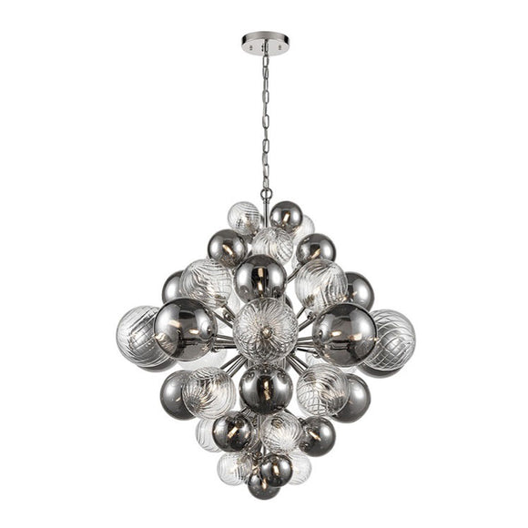 47 Light Chandelier in Chrome finish with smoked and clear glass  (0194ARR47)