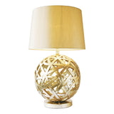 Table Lamp in Antique Gold comes with Pale Gold Faux Silk Shade (0183BAL4263)