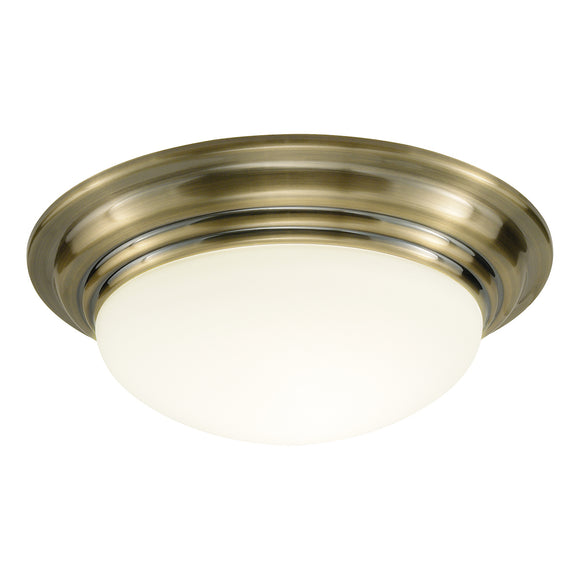 Large Bathroom Flush Antique Brass Opal Glass IP44 IP44 (0183BAR5075)