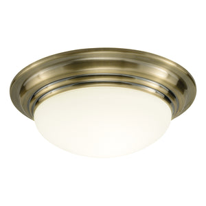Small Bathroom Flush Antique Brass Opal Glass IP44 (0183BAR5275)