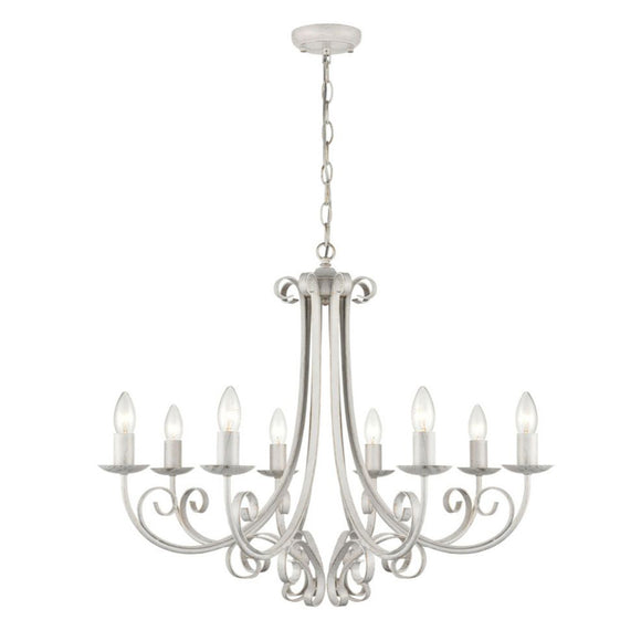 8 Light Pendant in white Ironwork and hand brushed Gold (0194BABPE7618)