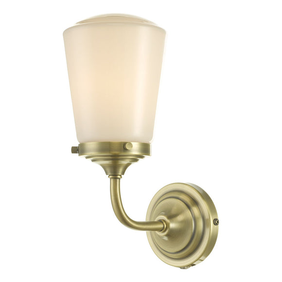 1 Light Bathroom Wall light Antique Brass Opal Glass IP44 (0183CAD0775)