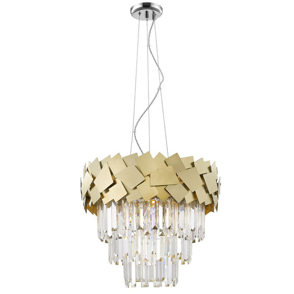 6 Light Pendant Crystal fitting with Gold Laser cut  (0268CEL06G)