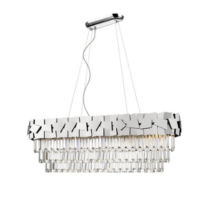 9 Light Oblong pendant Crystal fitting with Chrome Laser cut  (0268CEL09OBLCH)