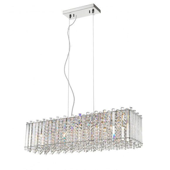 7 Light oblong Pendant Crystals Ceiling Fitting Polished Chrome  (0268CLA07OBLCH)