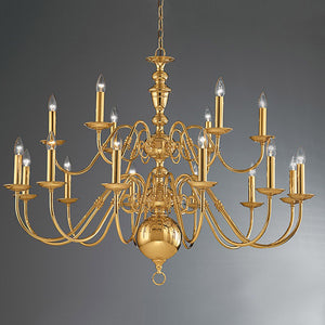 Impressive 18 light chandelier in Polished Brass (0194DEL18)