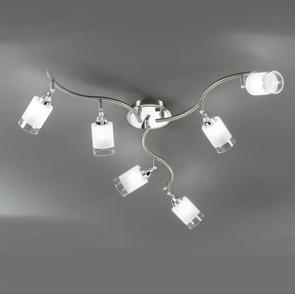 6 Light semi flush adjustable ceiling light - Satin Silver (0194CAMDP40026)