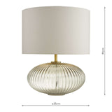 Table Lamp Smoked Glass Antique Brass Detail With Shade (0183EDM4275)