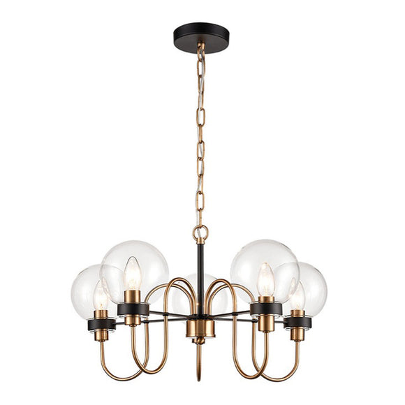 5 light chandelier in Antique Gold and Matt Black (0194EQU24405)