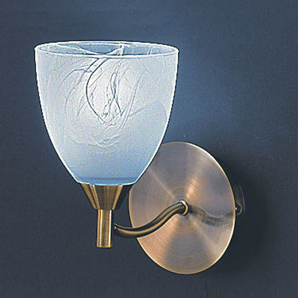 1 light Wall Light Antique Brass with alabaster effect glass (0194EMM21051)