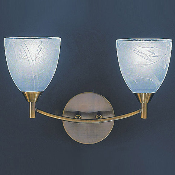 2 light Wall Light Antique Brass with alabaster glass (0194EMM21052)