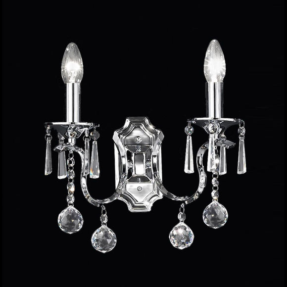 2 light wall bracket in Polished Chrome with crystal drops (0194TAFFL21552)