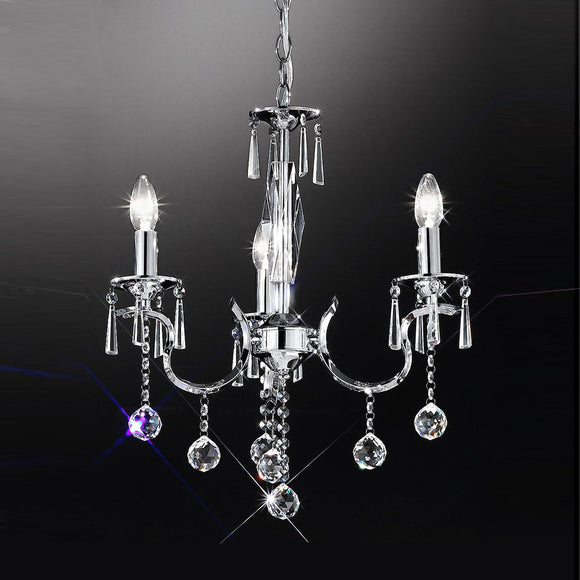 3 Light Chandelier in Polished Chrome with crystal dropls (0194TAFFL21553)