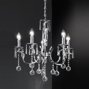 5 light chandelier in Polished Chrome with crystal dropls (0194TAFFL21555)