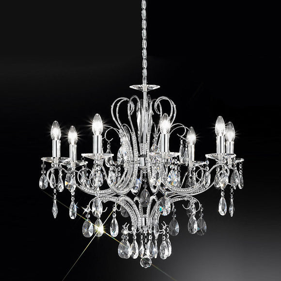 8 light chandelier in Polished Chrome with crystals (0194BROFL21568)
