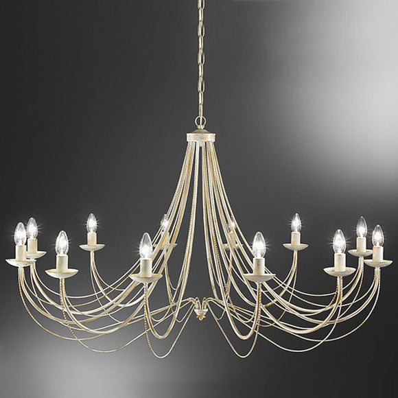 12 light Chandelier in Cream Ironwork and hand painted Gold (0194PHIFL217212)