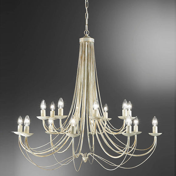 16 light Chandelier in Cream Ironwork and hand painted Gold (0194PHIFL217216)