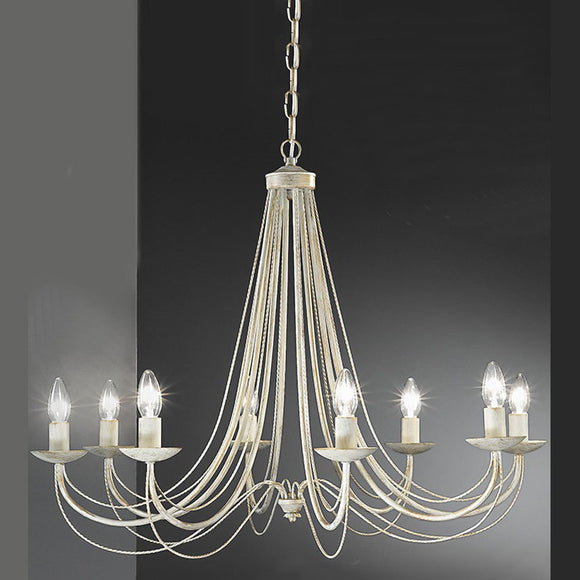 8 light Chandelier in Cream Ironwork and hand painted Gold (0194PHIFL21728)