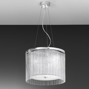 Chrome finish 3 Light pendant with a lurex shade surrounded by glass rods (0194EROFL21913)