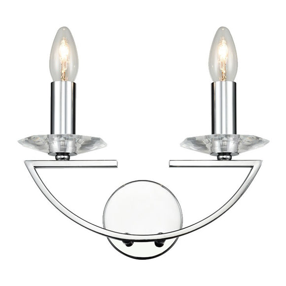 2 Light Wall Bracket in Chrome Finish with a Crystal Glass Sconces (0194ARTFL22412)