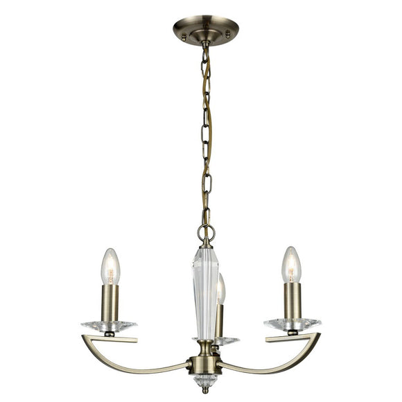 3 Light Chandelier in Bronze Finish with a Crystal Glass Column and Sconces (0194ARTFL22423)